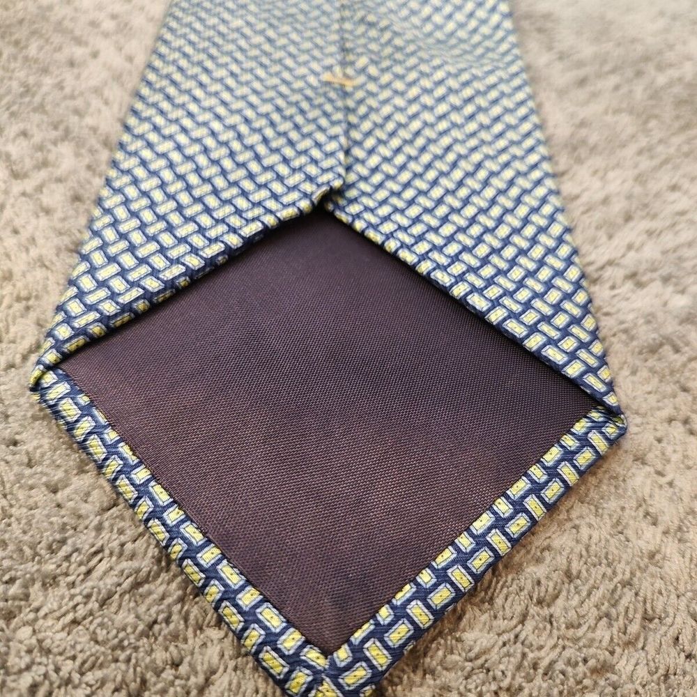Izod Men's Necktie Tie 100% Silk Designer Navy Lime and Steel Grey 60x4" Busines - Picture 3 of 5